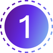 Number one in purple gradient circle.